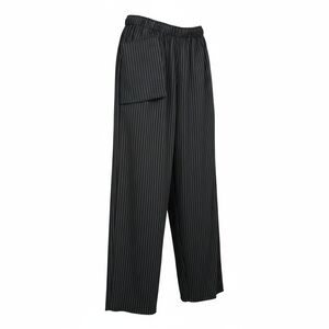 VTG 90's Lagenlook Japanalia Man Black Pinstripe Wide Leg Pants Size Medium